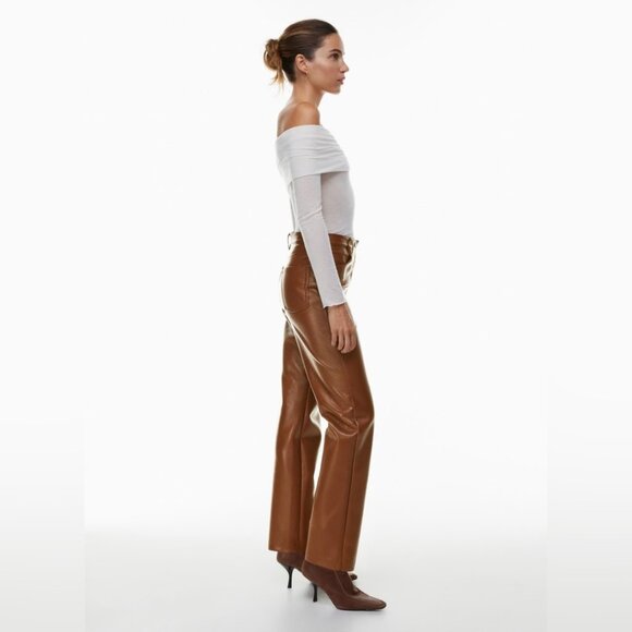Aritzia Wilfred Melina Pant in Japanese vegan leather congac tan size 6 - Picture 2 of 8